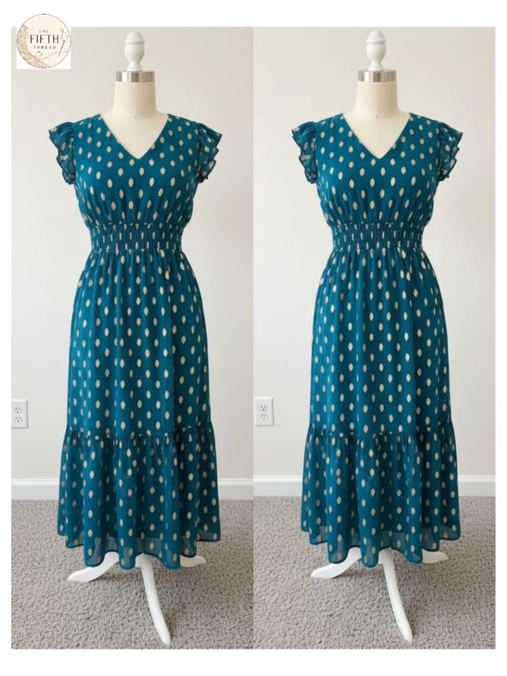 Boho Ruffle V-Neck Midi Sundress Wedding Guest